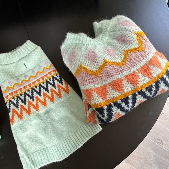 Cat and Jack Target Matching Blue Fair Isle Sweater with dog sweater - Picture 2 of 6